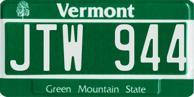 VT license plate JTW944