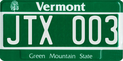 VT license plate JTX003