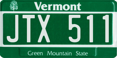 VT license plate JTX511