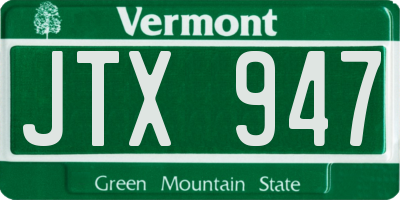 VT license plate JTX947