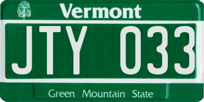 VT license plate JTY033