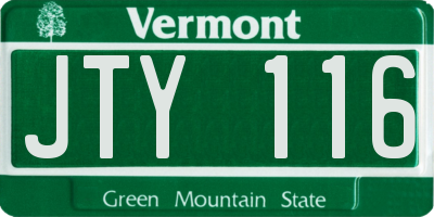 VT license plate JTY116