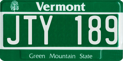 VT license plate JTY189