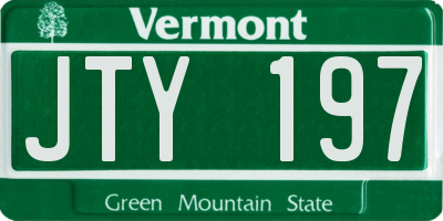 VT license plate JTY197
