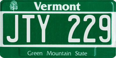 VT license plate JTY229