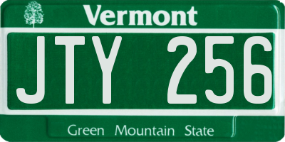 VT license plate JTY256