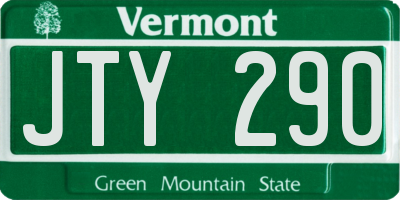 VT license plate JTY290