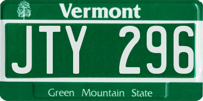 VT license plate JTY296