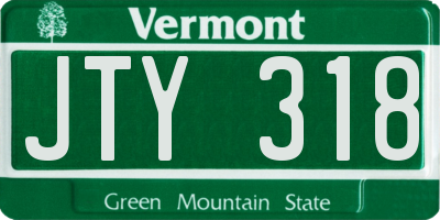 VT license plate JTY318
