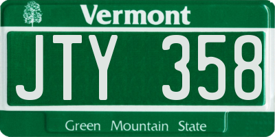 VT license plate JTY358