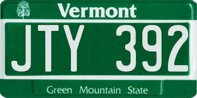 VT license plate JTY392