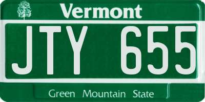 VT license plate JTY655