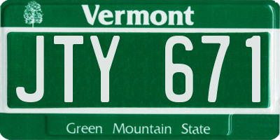VT license plate JTY671