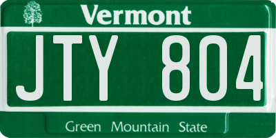 VT license plate JTY804