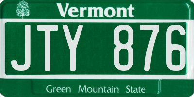 VT license plate JTY876