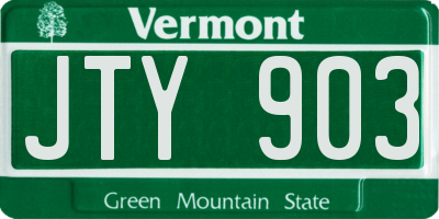 VT license plate JTY903