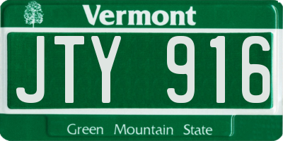 VT license plate JTY916