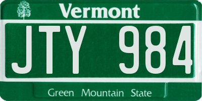 VT license plate JTY984
