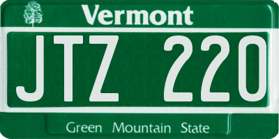 VT license plate JTZ220