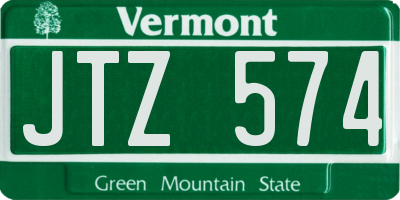 VT license plate JTZ574
