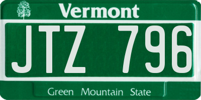 VT license plate JTZ796