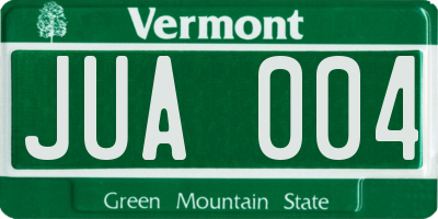 VT license plate JUA004