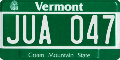 VT license plate JUA047
