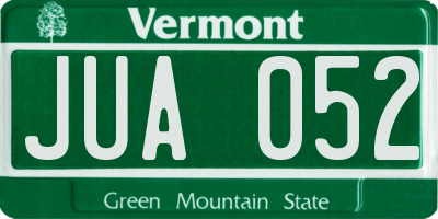 VT license plate JUA052
