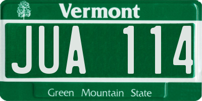 VT license plate JUA114