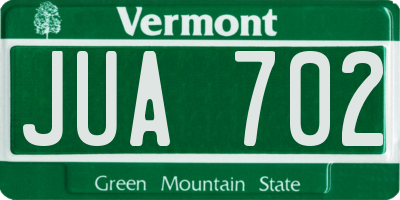 VT license plate JUA702
