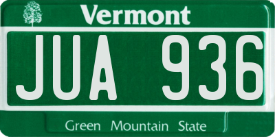 VT license plate JUA936
