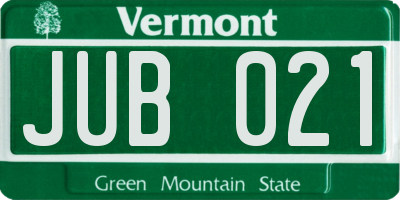 VT license plate JUB021