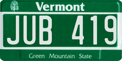 VT license plate JUB419