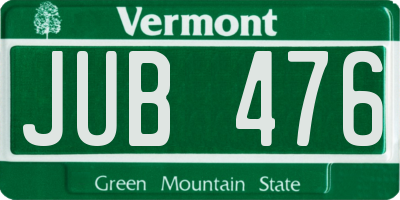 VT license plate JUB476