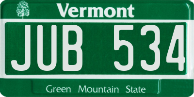 VT license plate JUB534