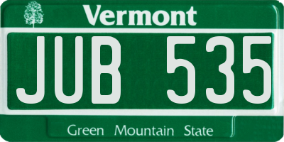 VT license plate JUB535