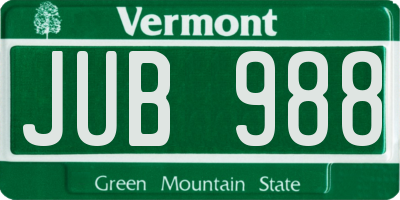 VT license plate JUB988