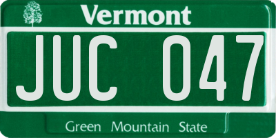 VT license plate JUC047
