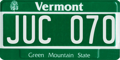 VT license plate JUC070