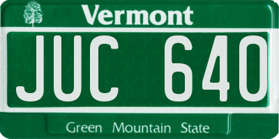 VT license plate JUC640