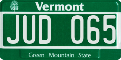 VT license plate JUD065