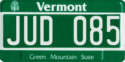 VT license plate JUD085