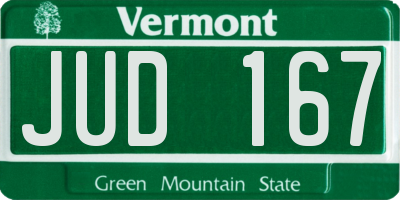 VT license plate JUD167