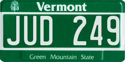 VT license plate JUD249
