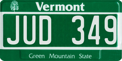 VT license plate JUD349