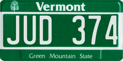 VT license plate JUD374