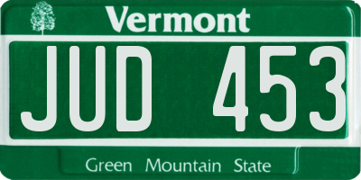 VT license plate JUD453