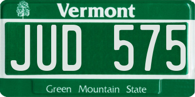 VT license plate JUD575