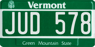 VT license plate JUD578