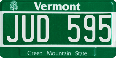 VT license plate JUD595